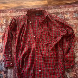 Ralph Lauren Red and Green Plaid Men's Shirt